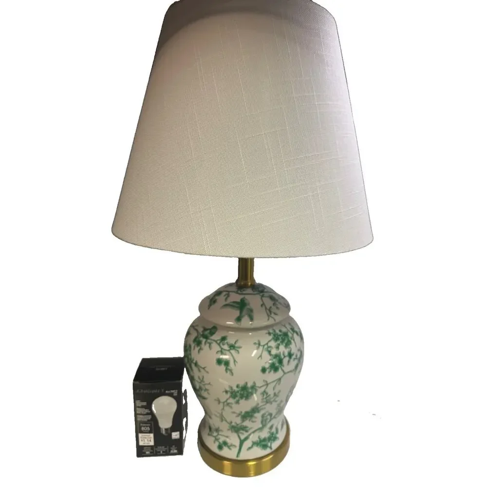 22 in. Jonathan Y Green/White Chinoiserie Classic LED Table Lamp